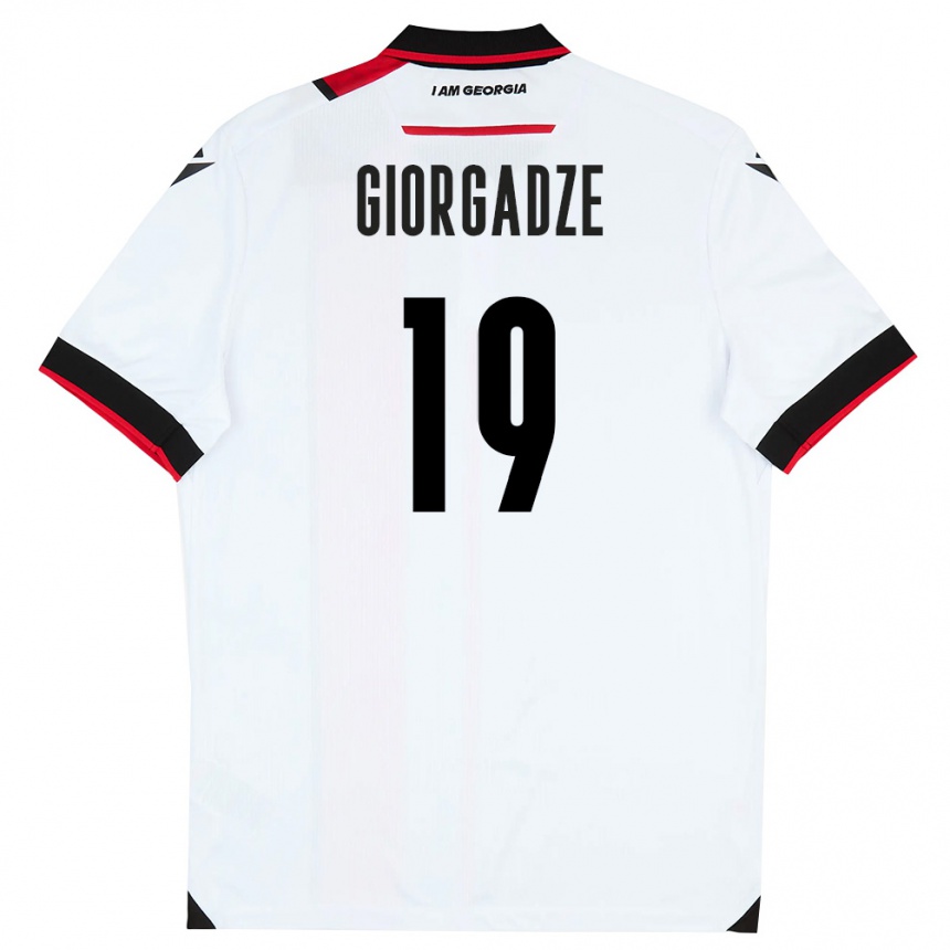 נשים כדורגל גאורגיה Luka Giorgadze #19 לבן שחור אדום ג'רזי ביתית 26-28