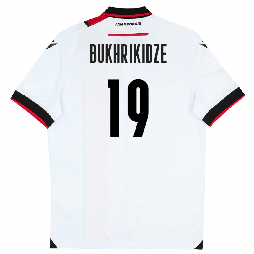 נשים כדורגל גאורגיה Nino Bukhrikidze #19 לבן שחור אדום ג'רזי ביתית 26-28
