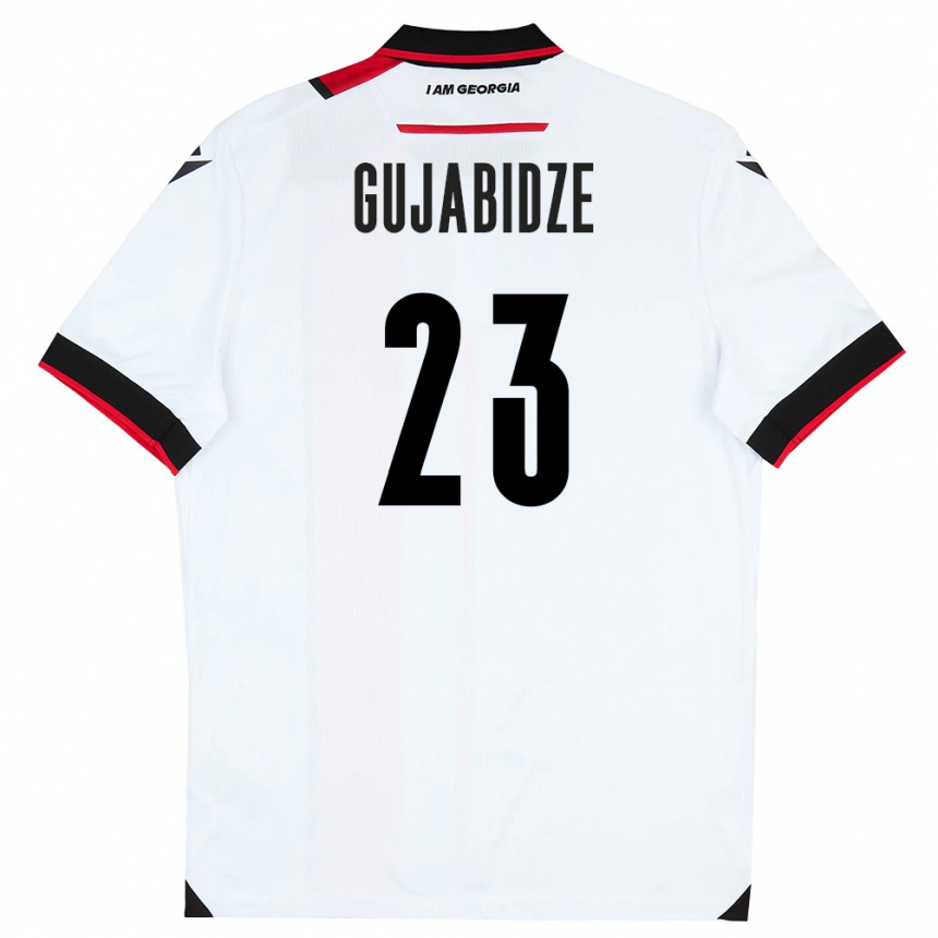 נשים כדורגל גאורגיה Nino Gujabidze #23 לבן שחור אדום ג'רזי ביתית 26-28