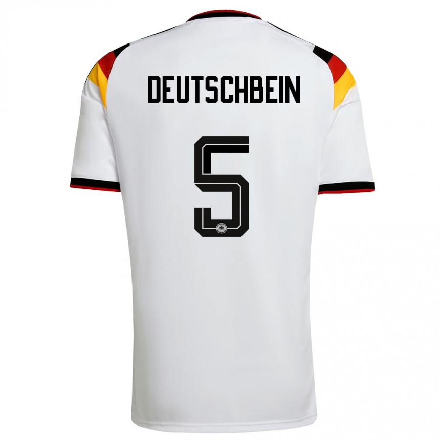 נשים כדורגל גרמניה Lasse Deutschbein #5 לבן שחור אדום ג'רזי ביתית 26-28