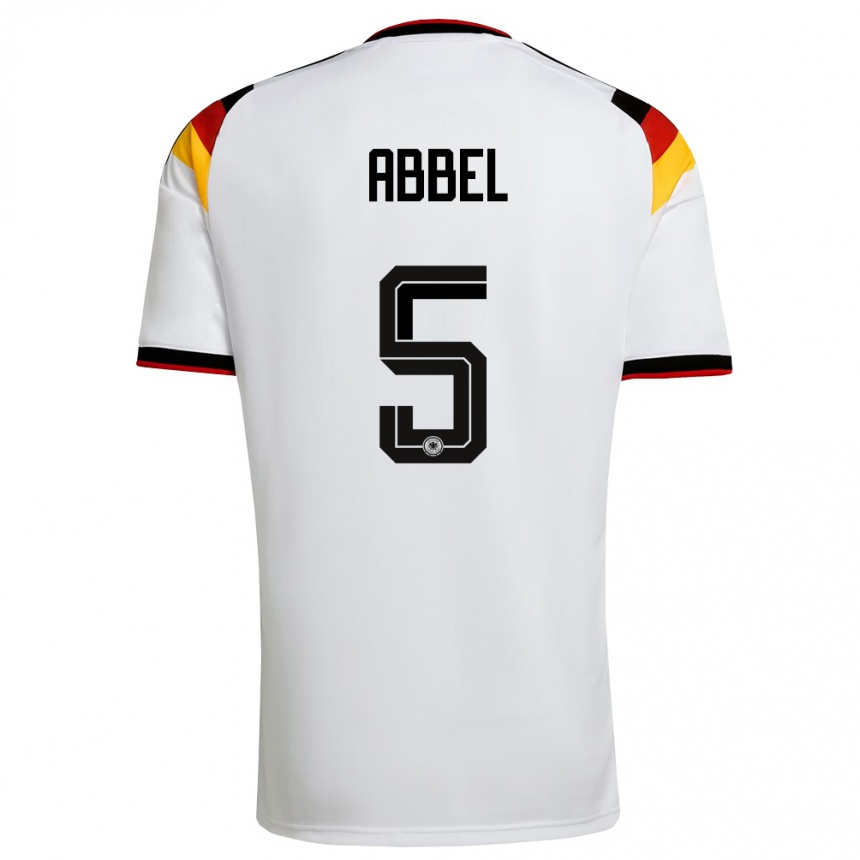 נשים כדורגל גרמניה Erik Abbel #5 לבן שחור אדום ג'רזי ביתית 26-28