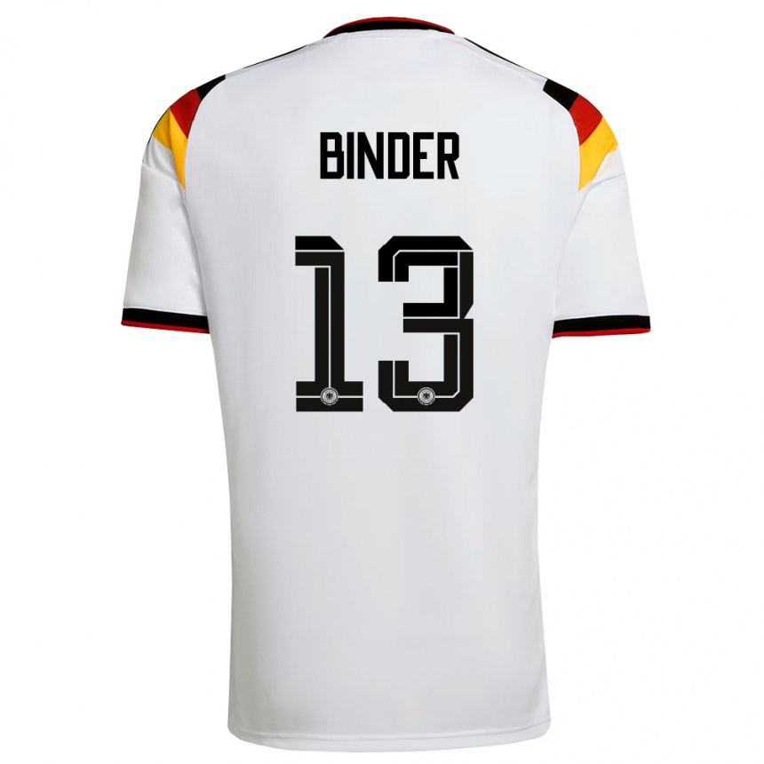 נשים כדורגל גרמניה Tim Binder #13 לבן שחור אדום ג'רזי ביתית 26-28