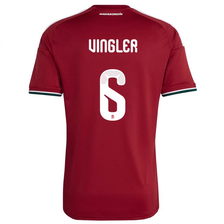 נשים כדורגל הונגריה László Vingler #6 אדום ירוק לבן ג'רזי ביתית 26-28