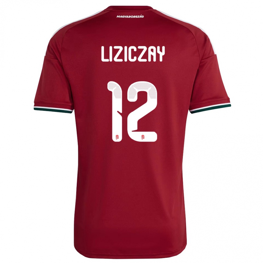 נשים כדורגל הונגריה Zsombor Liziczay #12 אדום ירוק לבן ג'רזי ביתית 26-28