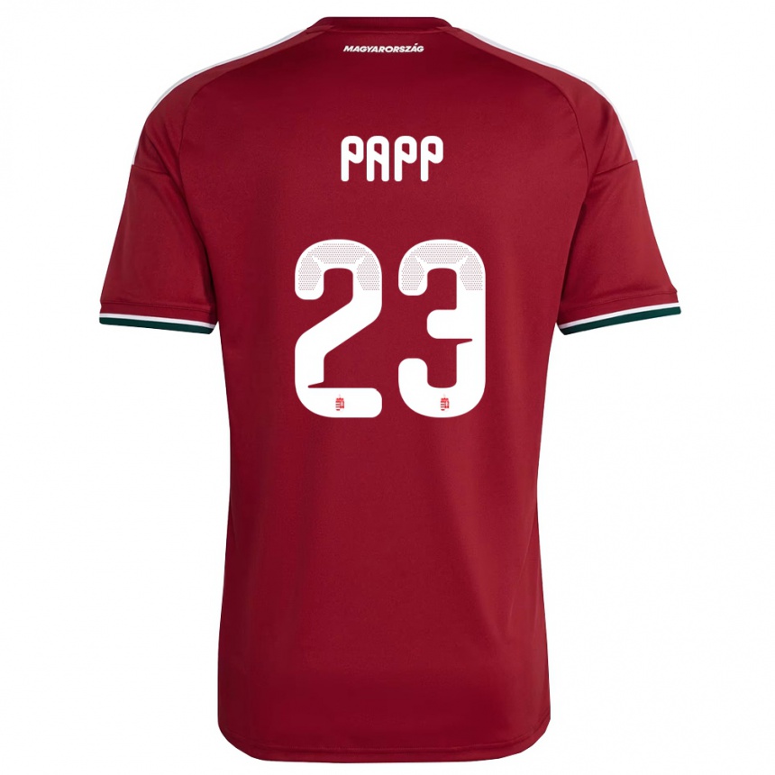 נשים כדורגל הונגריה Luca Papp #23 אדום ירוק לבן ג'רזי ביתית 26-28