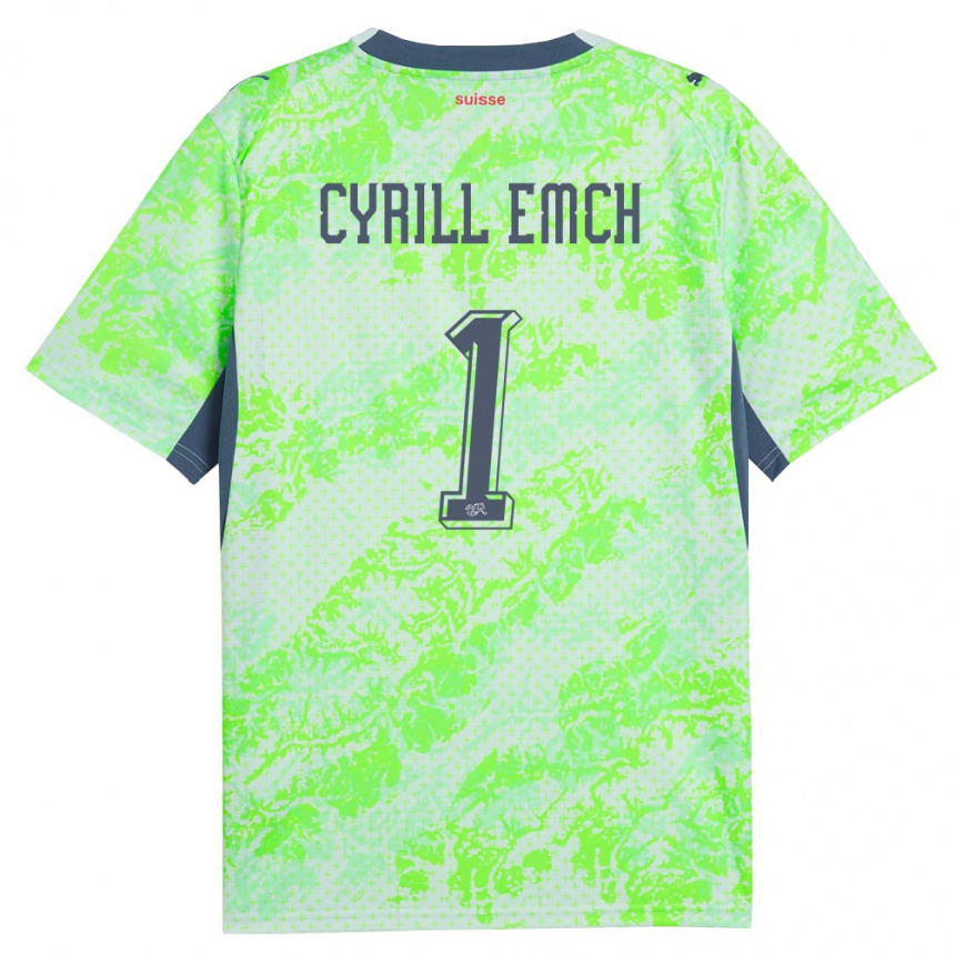 נשים כדורגל שווייץ Cyrill Emch #1 ירוק כהה הרחק ג'רזי 26-28
