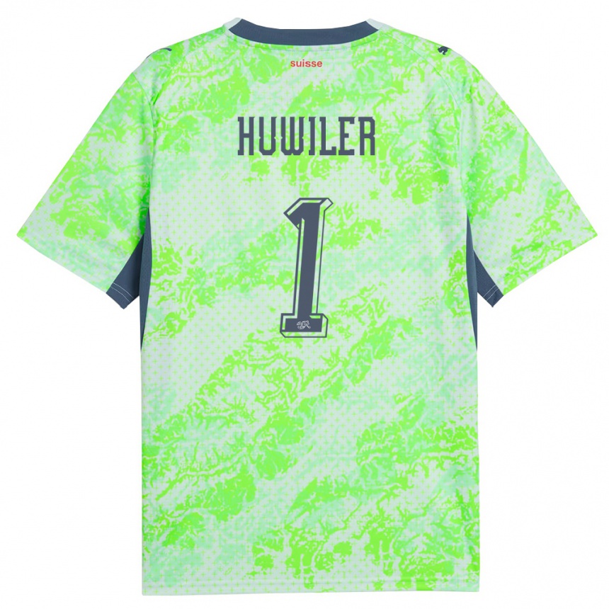 נשים כדורגל שווייץ Lionel Huwiler #1 ירוק כהה הרחק ג'רזי 26-28