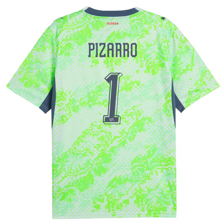 נשים כדורגל שווייץ Théodore Pizarro #1 ירוק כהה הרחק ג'רזי 26-28