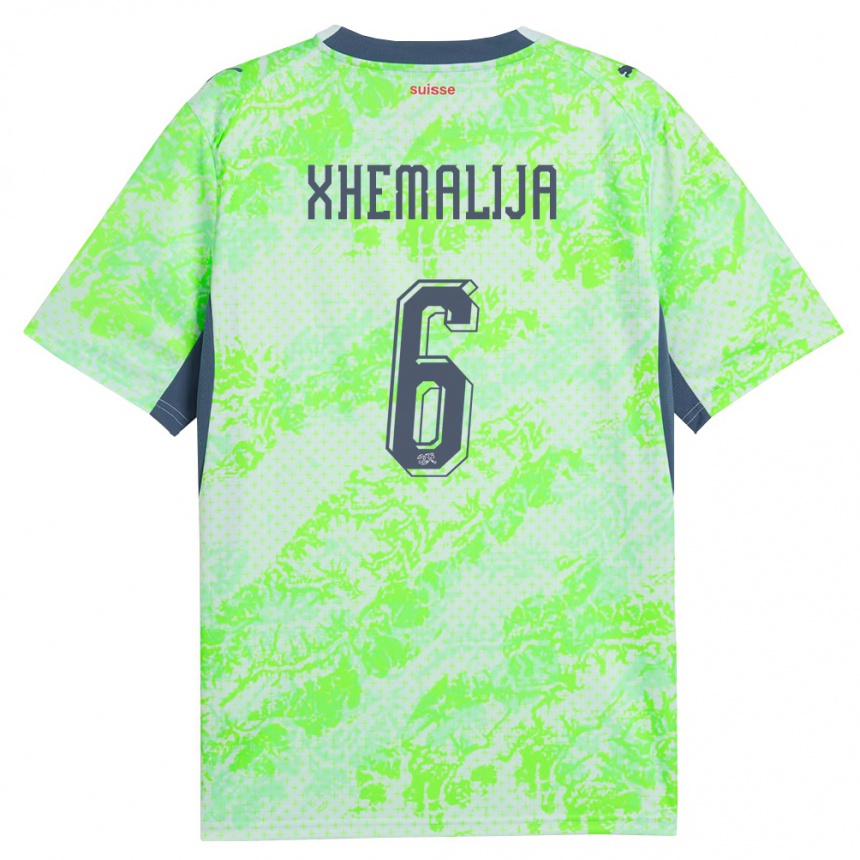 נשים כדורגל שווייץ Demir Xhemalija #6 ירוק כהה הרחק ג'רזי 26-28