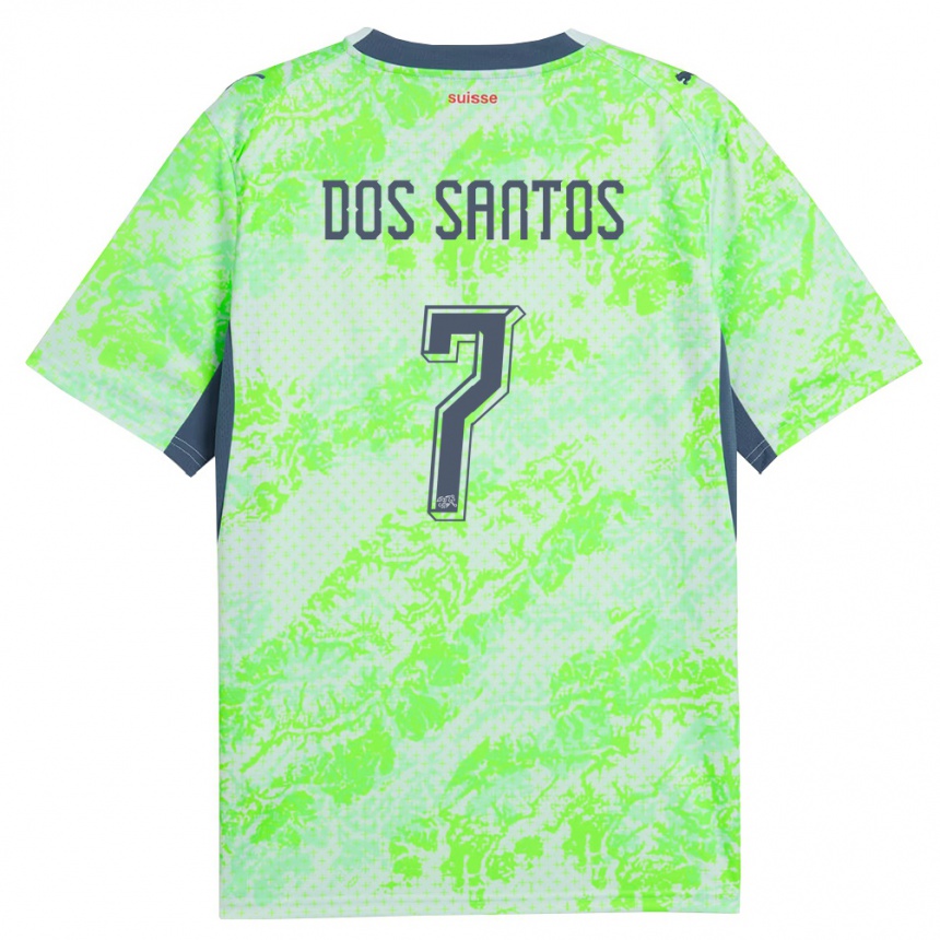 נשים כדורגל שווייץ Daniel Dos Santos #7 ירוק כהה הרחק ג'רזי 26-28