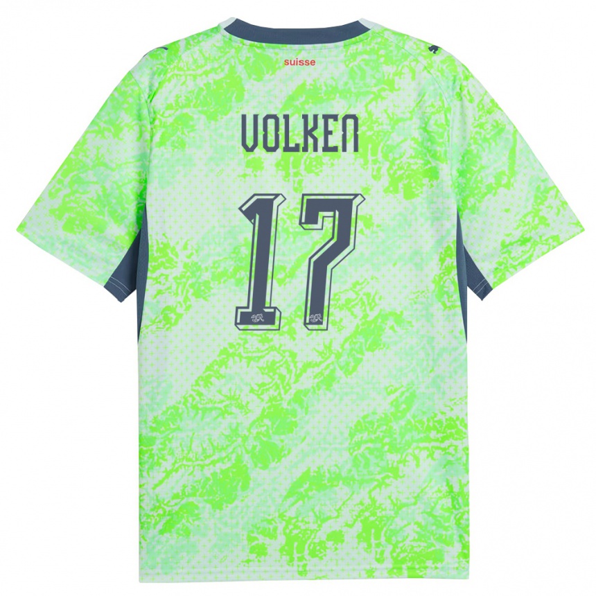נשים כדורגל שווייץ Neil Volken #17 ירוק כהה הרחק ג'רזי 26-28