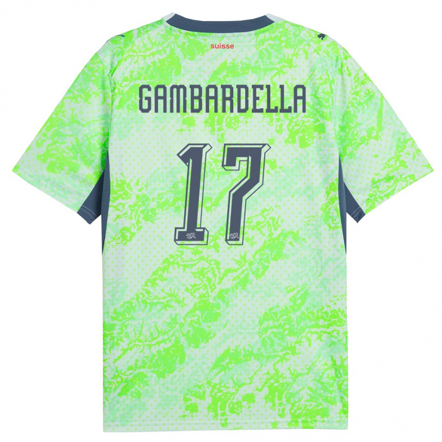 נשים כדורגל שווייץ Matteo Gambardella #17 ירוק כהה הרחק ג'רזי 26-28