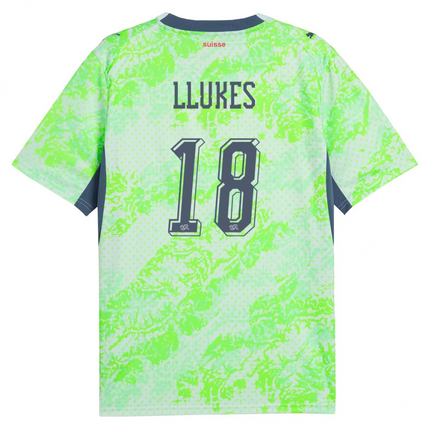 נשים כדורגל שווייץ Adrien Llukes #18 ירוק כהה הרחק ג'רזי 26-28