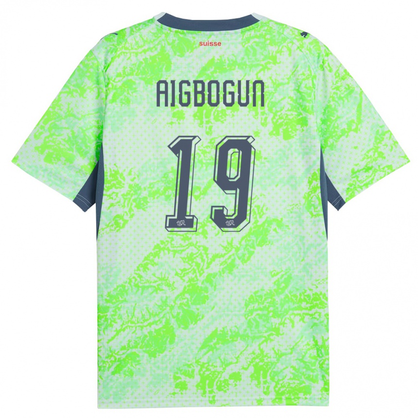 נשים כדורגל שווייץ אזאוזה אייגבוגון #19 ירוק כהה הרחק ג'רזי 26-28