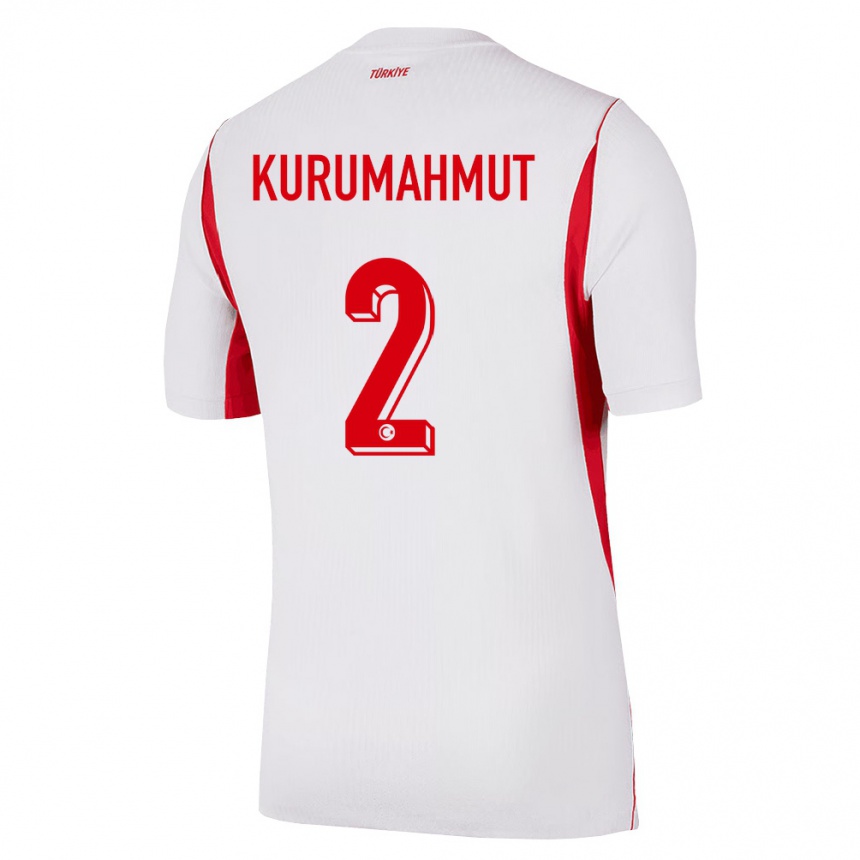 נשים כדורגל טורקיה Osman Kurumahmut #2 לבן בורדו אדום הרחק ג'רזי 26-28