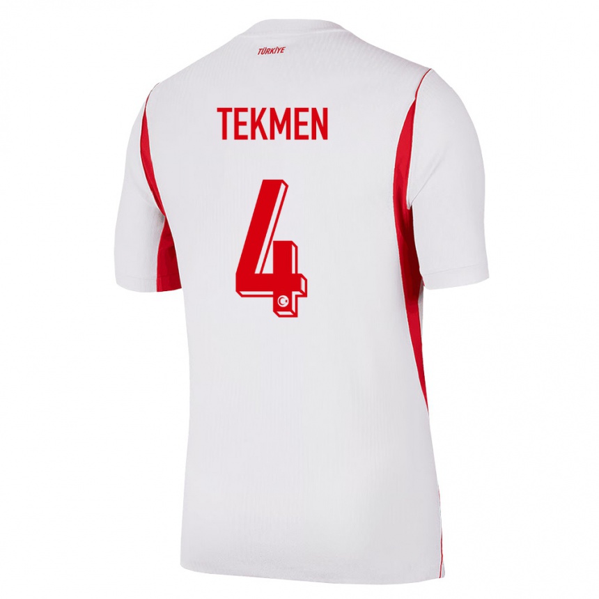 נשים כדורגל טורקיה Ece Tekmen #4 לבן בורדו אדום הרחק ג'רזי 26-28