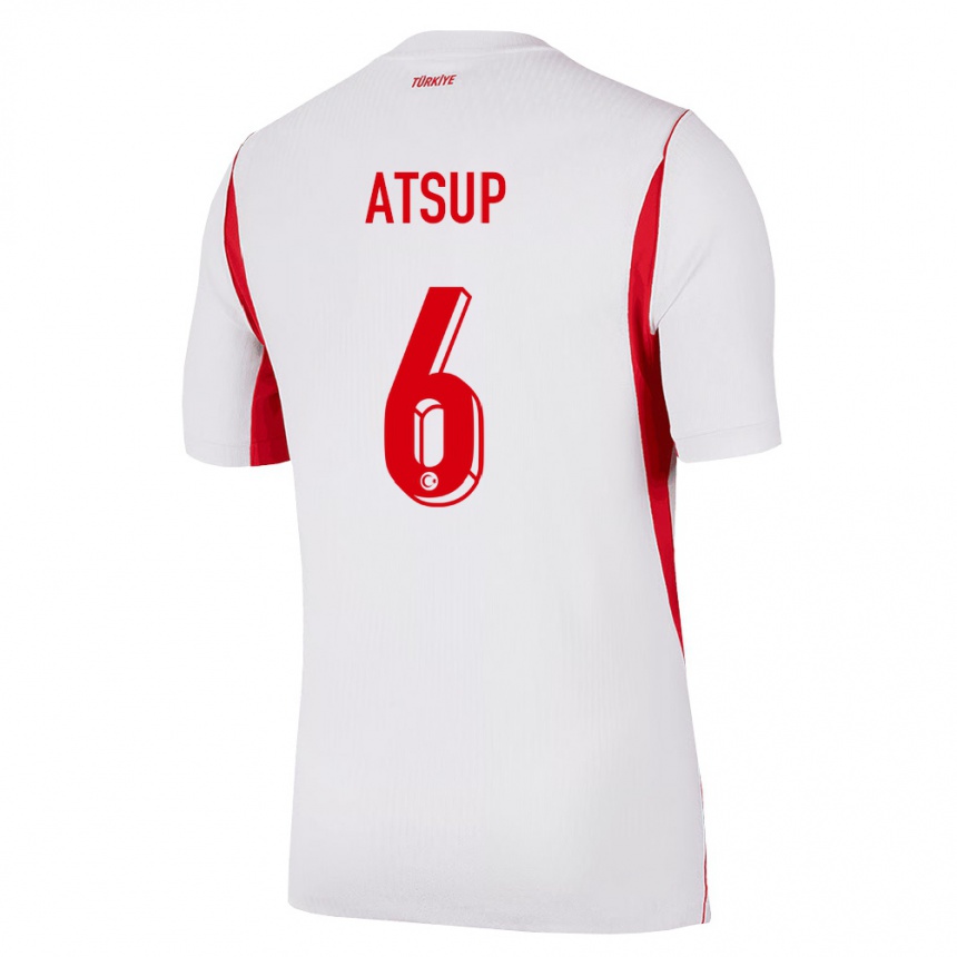 נשים כדורגל טורקיה Robert Atsup #6 לבן בורדו אדום הרחק ג'רזי 26-28