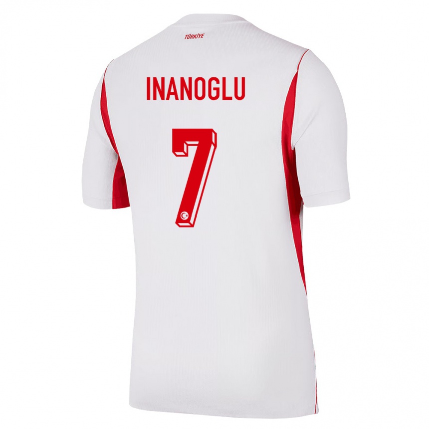 נשים כדורגל טורקיה Kaan İnanoğlu #7 לבן בורדו אדום הרחק ג'רזי 26-28