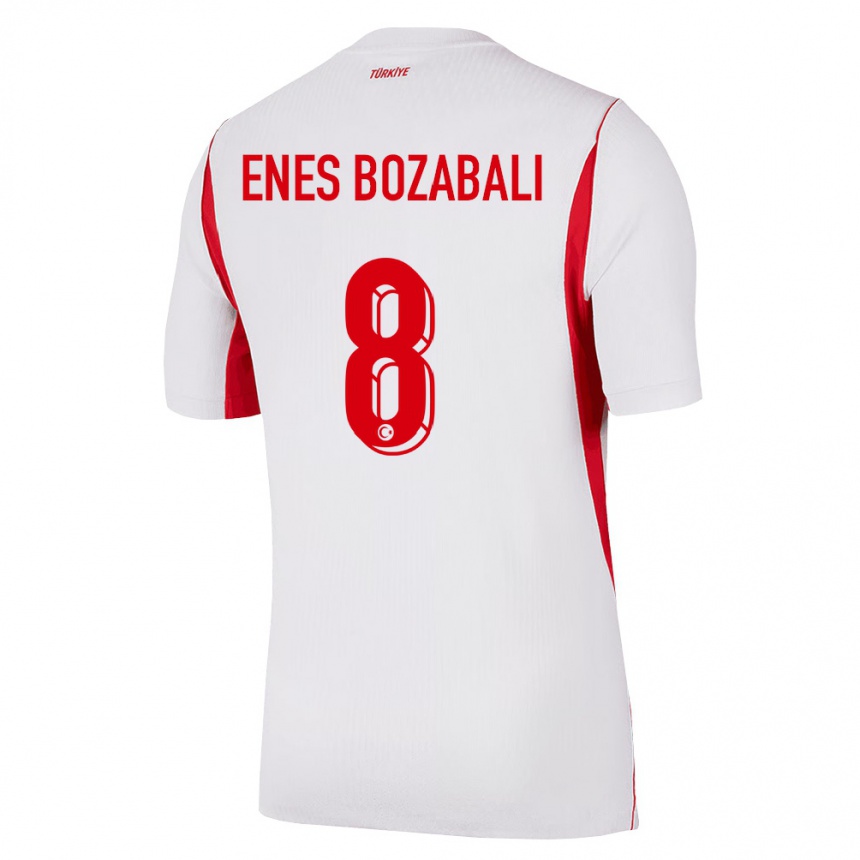 נשים כדורגל טורקיה Mustafa Enes Bozabalı #8 לבן בורדו אדום הרחק ג'רזי 26-28