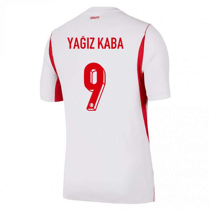נשים כדורגל טורקיה Umut Yağız Kaba #9 לבן בורדו אדום הרחק ג'רזי 26-28