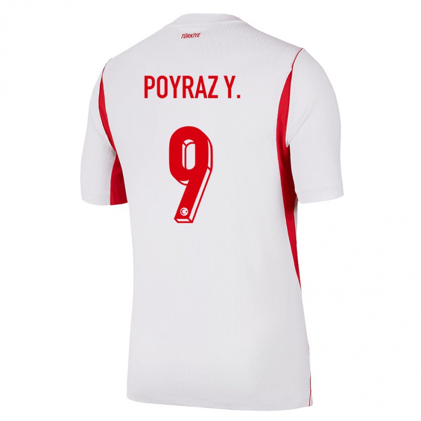 נשים כדורגל טורקיה Poyraz Yıldırım #9 לבן בורדו אדום הרחק ג'רזי 26-28