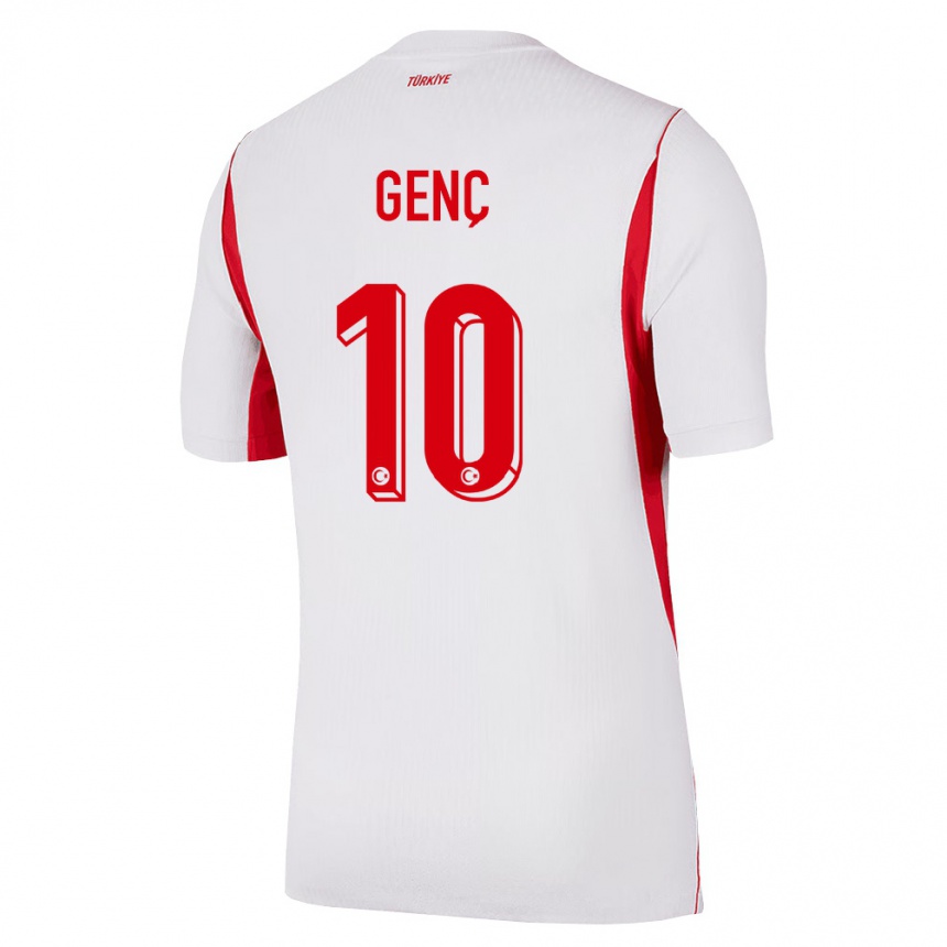 נשים כדורגל טורקיה Yakup Genç #10 לבן בורדו אדום הרחק ג'רזי 26-28