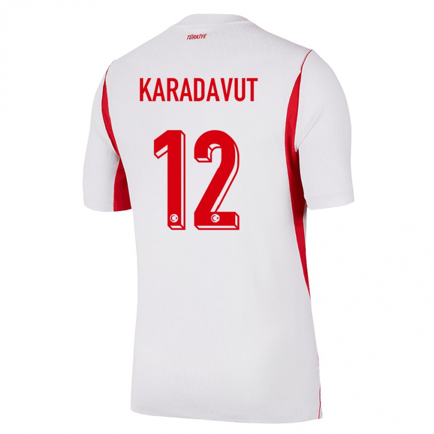 נשים כדורגל טורקיה Ayaz Karadavut #12 לבן בורדו אדום הרחק ג'רזי 26-28
