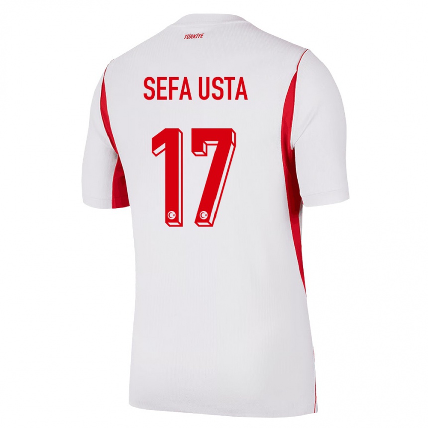 נשים כדורגל טורקיה Emir Sefa Usta #17 לבן בורדו אדום הרחק ג'רזי 26-28