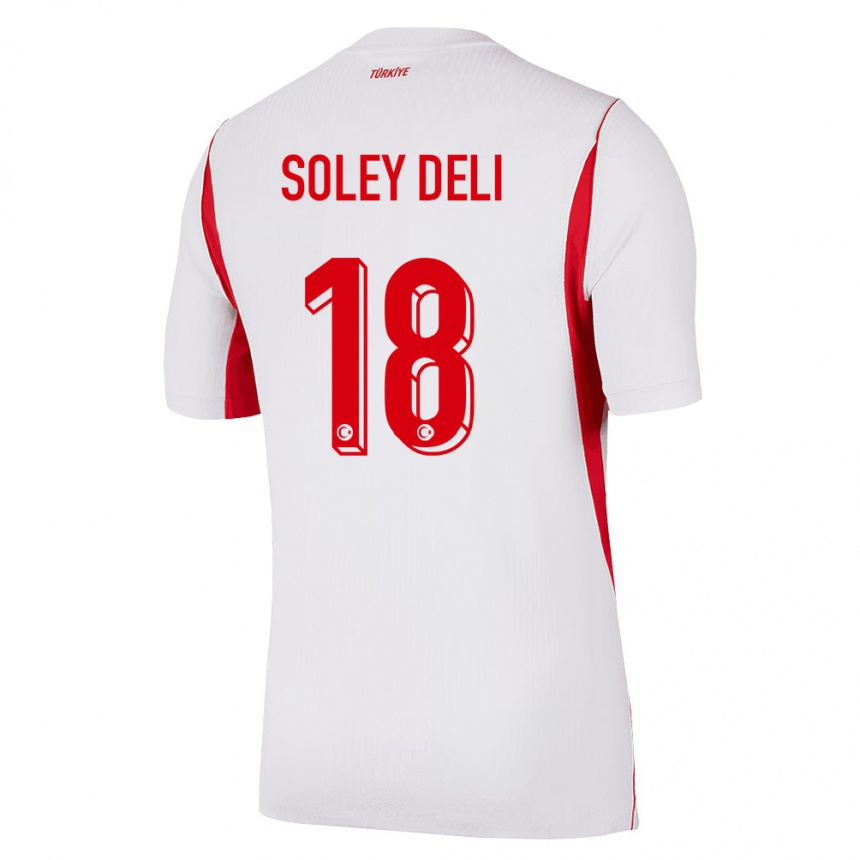 נשים כדורגל טורקיה Dilara Soley Deli #18 לבן בורדו אדום הרחק ג'רזי 26-28