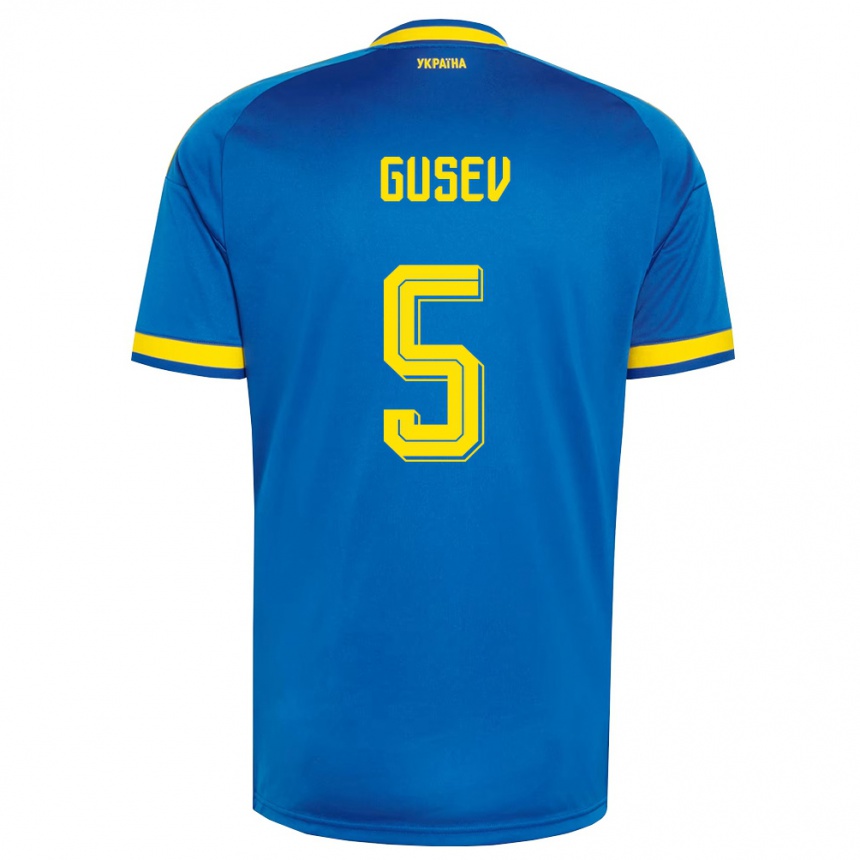 נשים כדורגל אוקראינה Oleksiy Gusev #5 כחול צהוב כהה הרחק ג'רזי 26-28