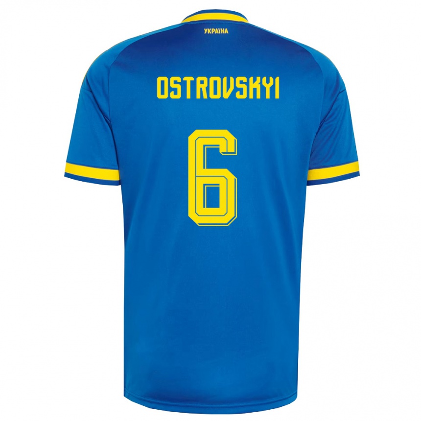נשים כדורגל אוקראינה Ilya Ostrovskyi #6 כחול צהוב כהה הרחק ג'רזי 26-28