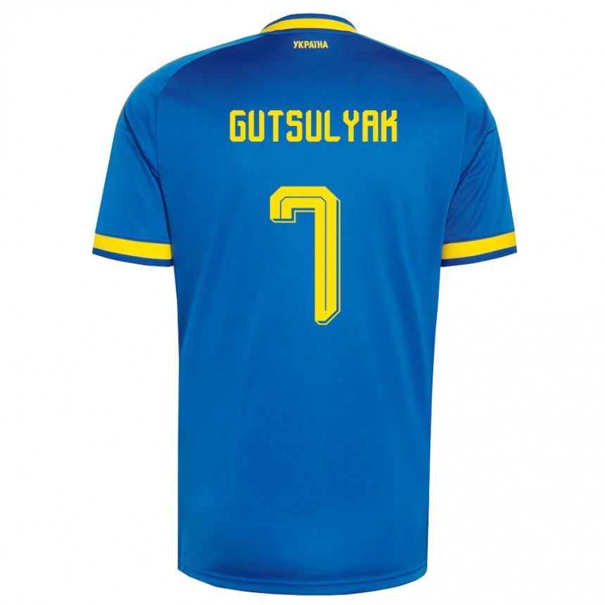 נשים כדורגל אוקראינה Oleksiy Gutsulyak #7 כחול צהוב כהה הרחק ג'רזי 26-28