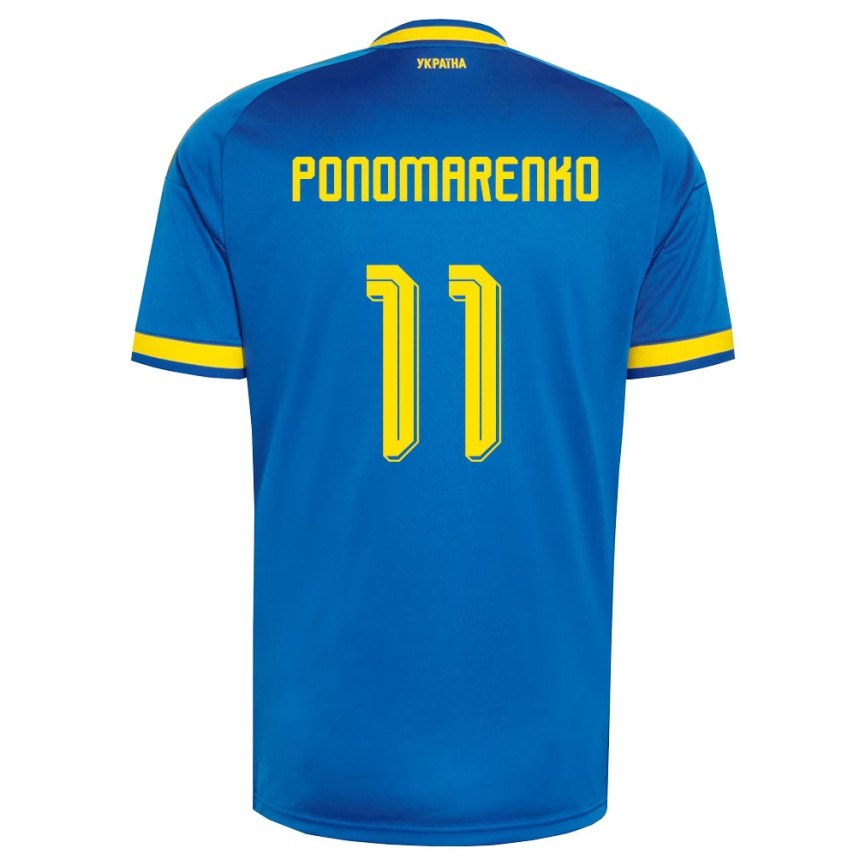 נשים כדורגל אוקראינה Matviy Ponomarenko #11 כחול צהוב כהה הרחק ג'רזי 26-28