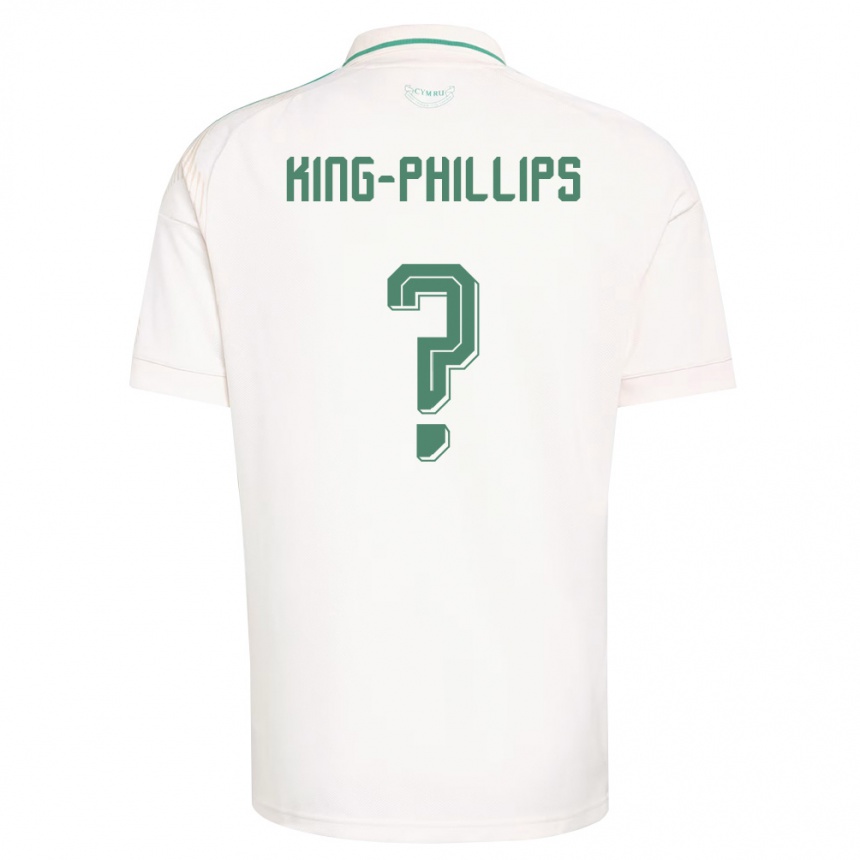 נשים כדורגל ויילס Zac King-Phillips #0 לבן חום ירוק הרחק ג'רזי 26-28