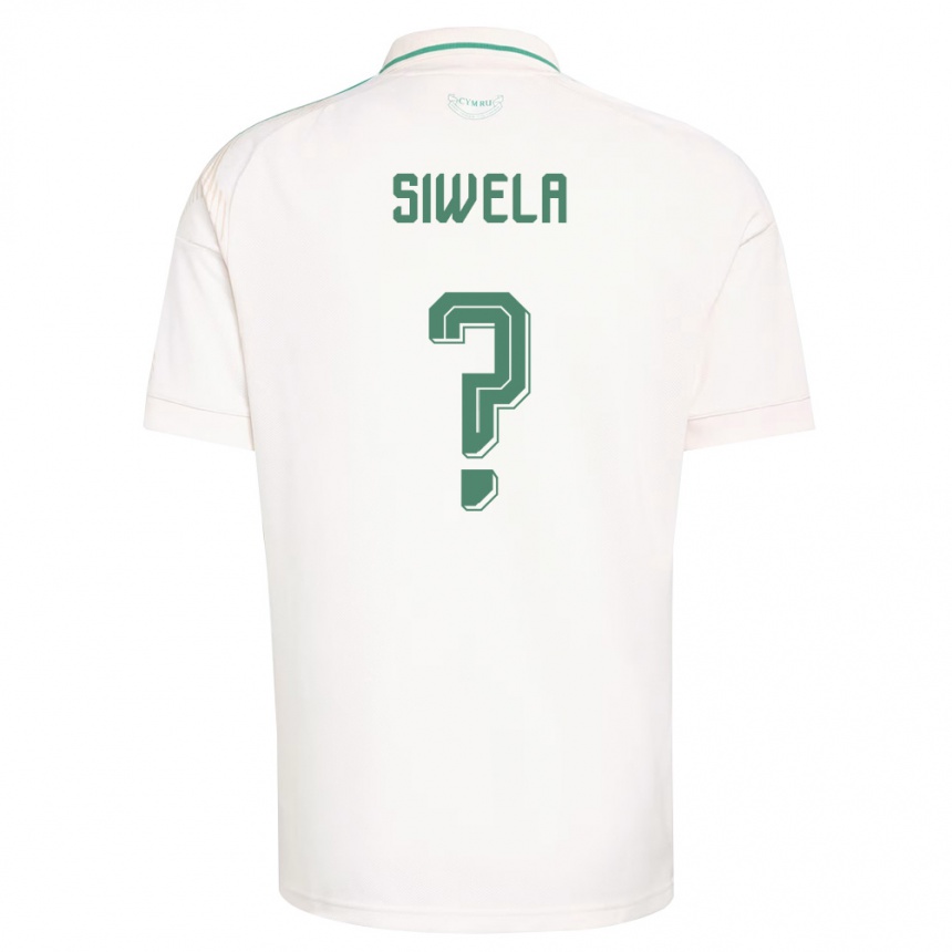 נשים כדורגל ויילס Nioll Siwela #0 לבן חום ירוק הרחק ג'רזי 26-28