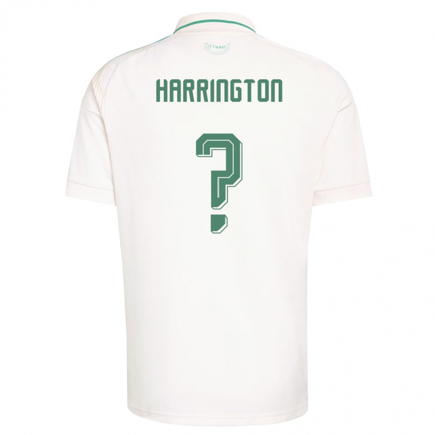 נשים כדורגל ויילס Theo Harrington #0 לבן חום ירוק הרחק ג'רזי 26-28