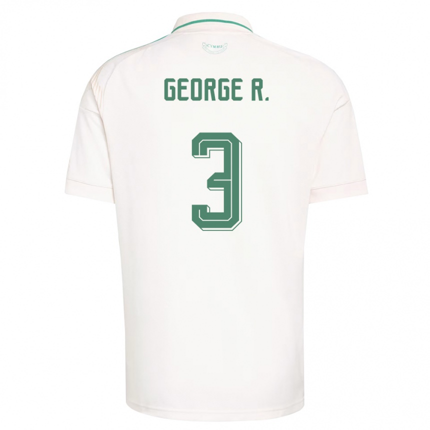 נשים כדורגל ויילס George Robinson #3 לבן חום ירוק הרחק ג'רזי 26-28