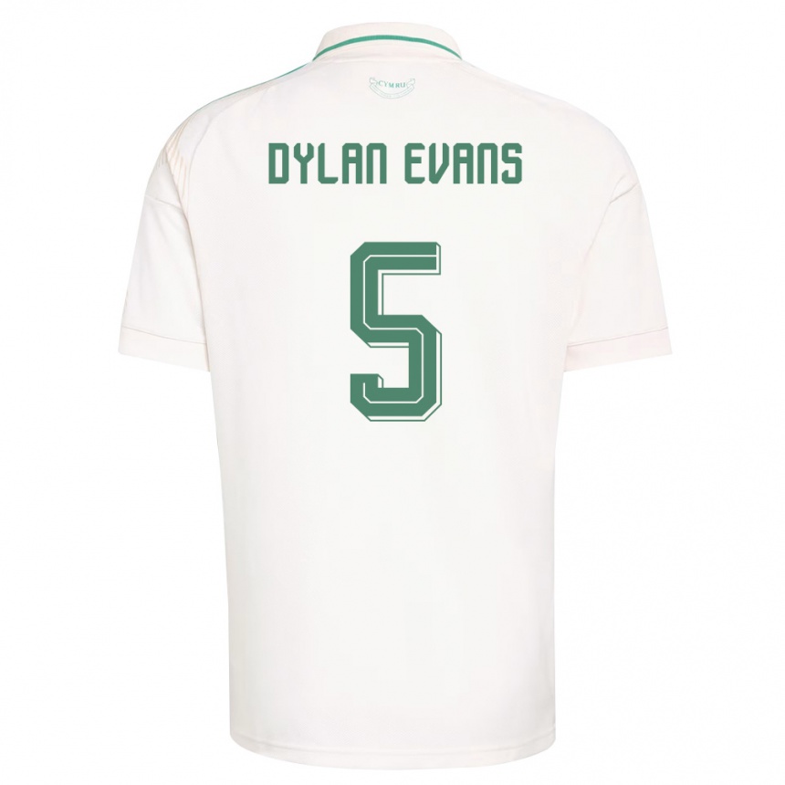 נשים כדורגל ויילס Dylan Evans #5 לבן חום ירוק הרחק ג'רזי 26-28
