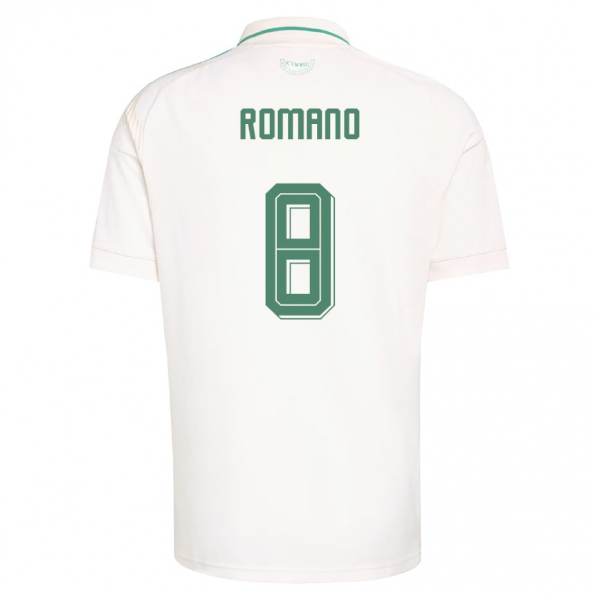 נשים כדורגל ויילס Enzo Romano #8 לבן חום ירוק הרחק ג'רזי 26-28