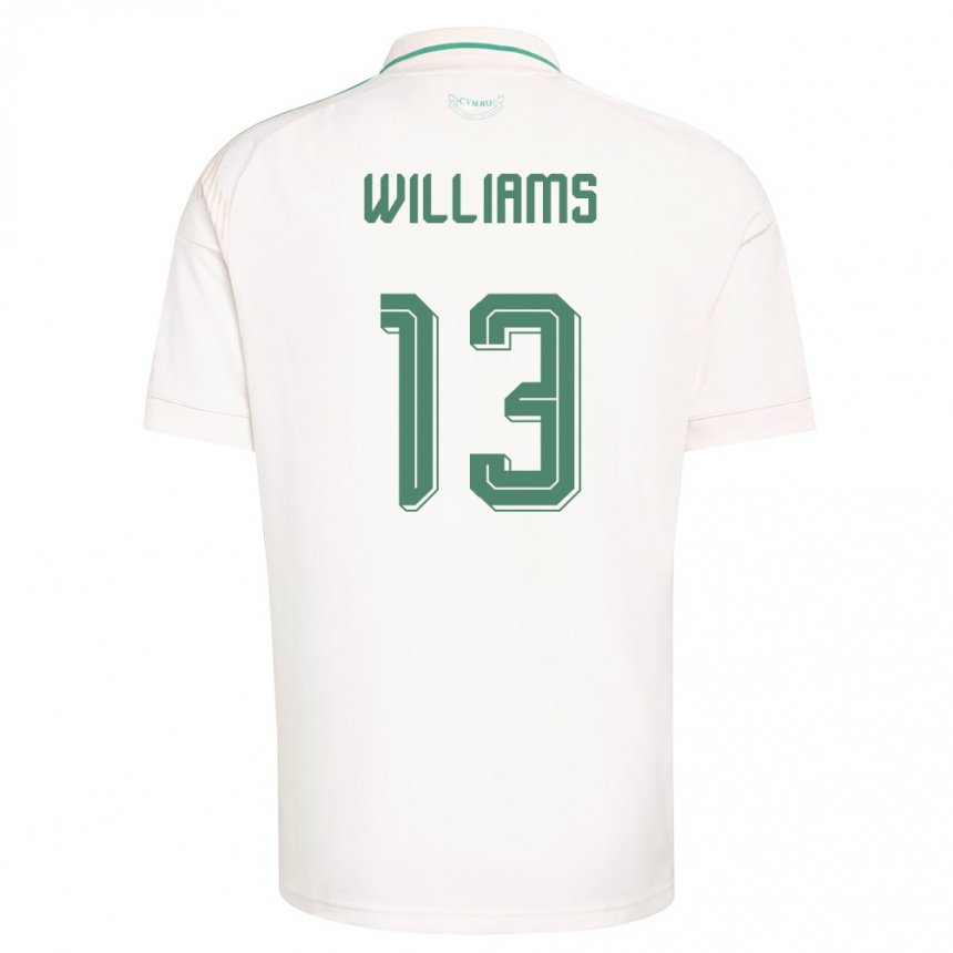 נשים כדורגל ויילס Max Williams #13 לבן חום ירוק הרחק ג'רזי 26-28