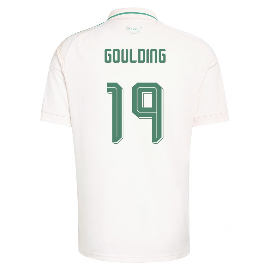 נשים כדורגל ויילס Dan Goulding #19 לבן חום ירוק הרחק ג'רזי 26-28