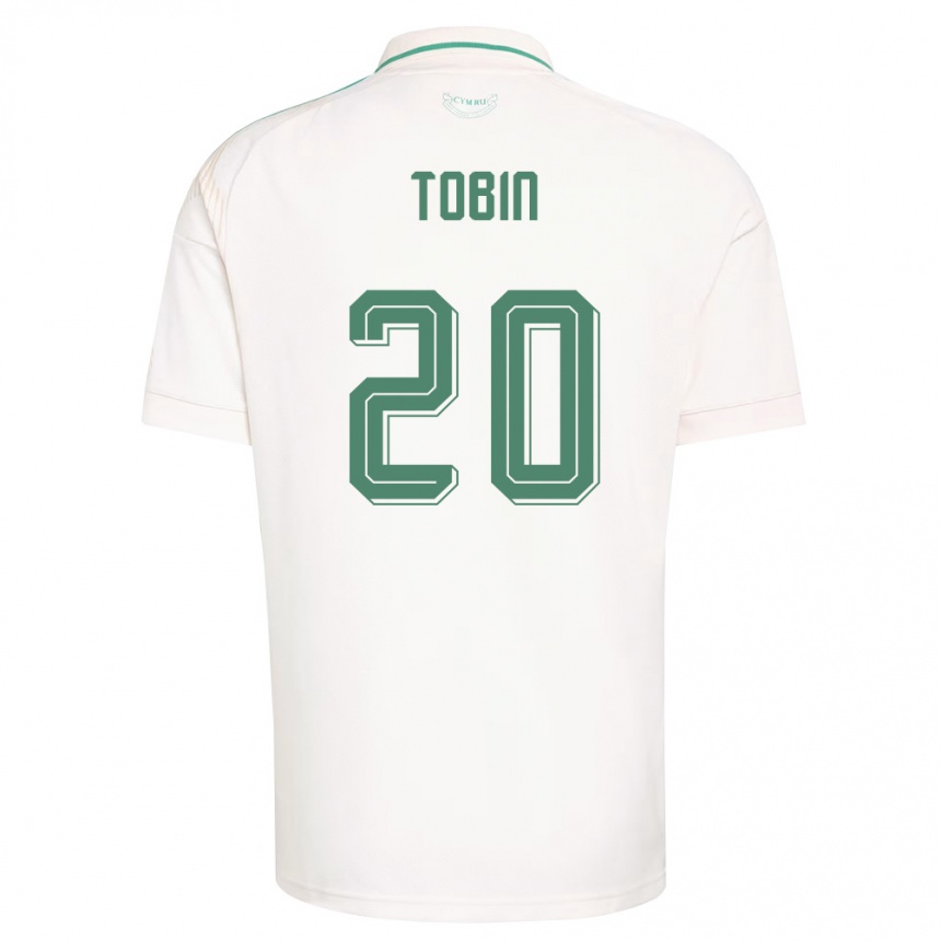 נשים כדורגל ויילס Tiger Tobin #20 לבן חום ירוק הרחק ג'רזי 26-28