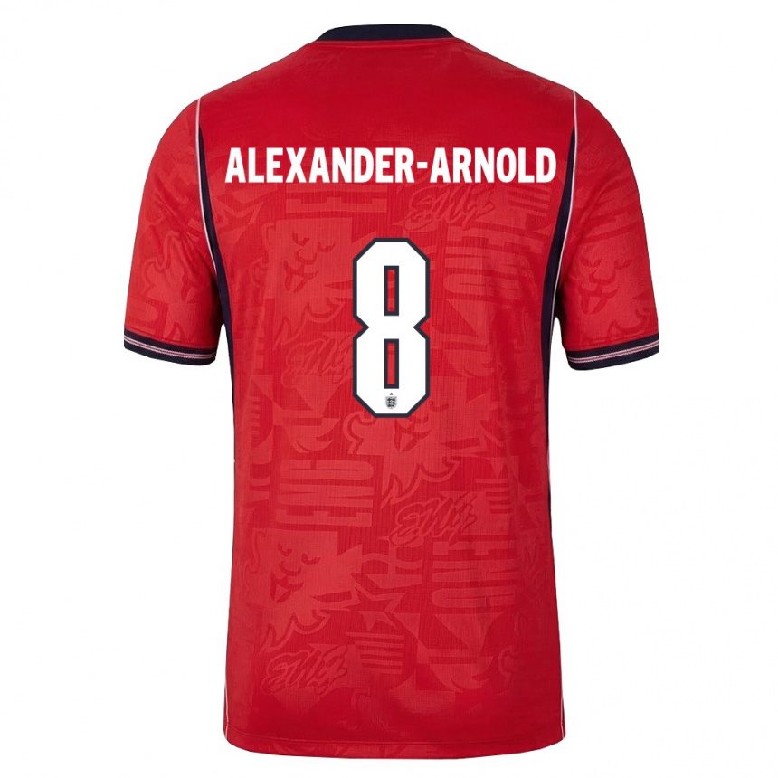 נשים כדורגל אנגליה טרנט אלכסנדר-ארנולד #8 אדום כהה לבן הרחק ג'רזי 26-28