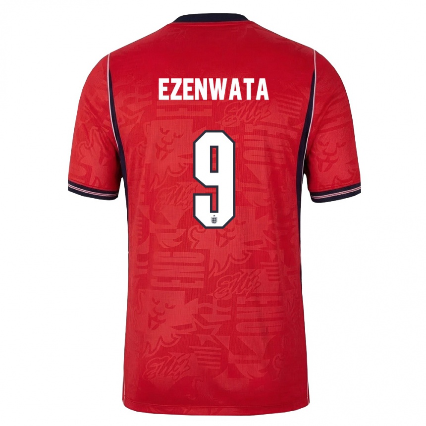 נשים כדורגל אנגליה Chizaram Ezenwata #9 אדום כהה לבן הרחק ג'רזי 26-28