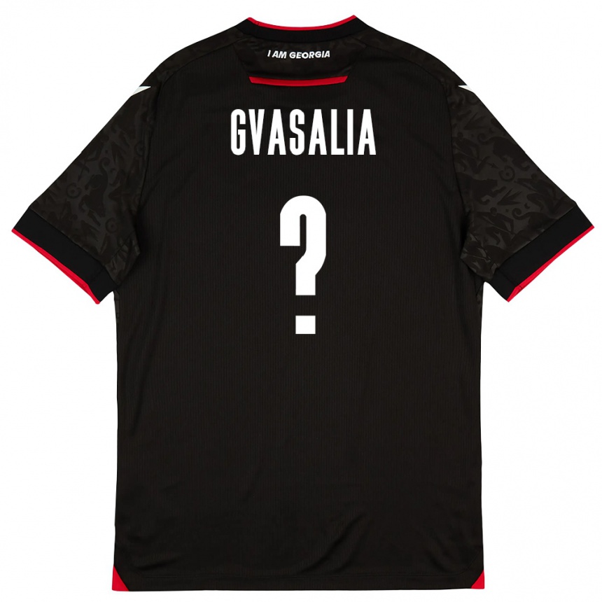נשים כדורגל גאורגיה Giorgi Gvasalia #0 שחור לבן אדום הרחק ג'רזי 26-28