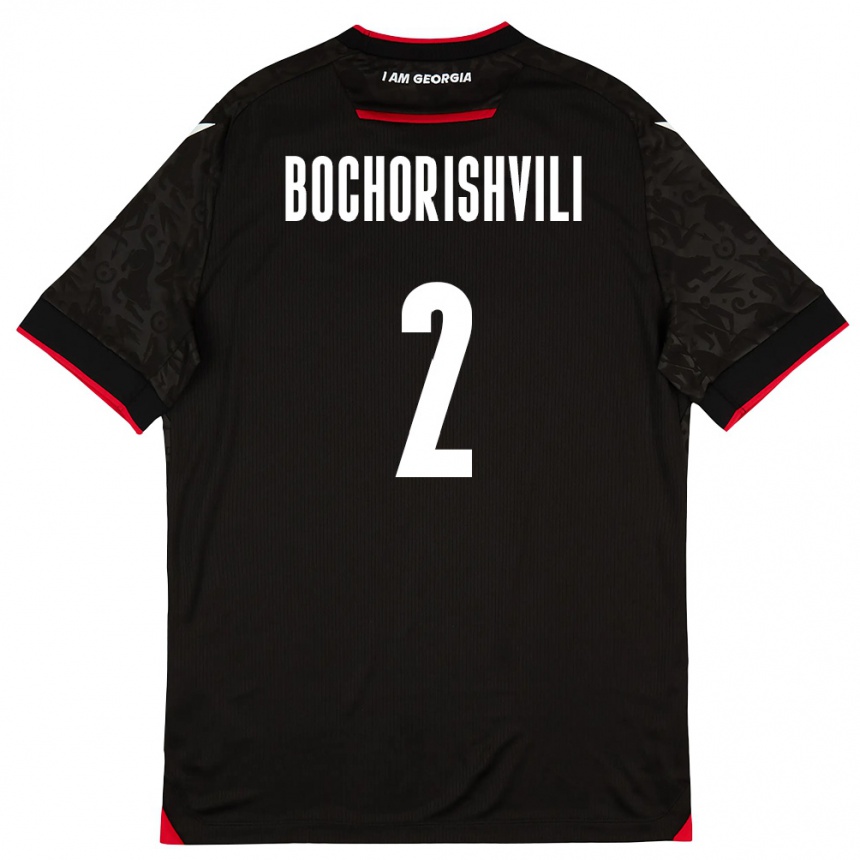 נשים כדורגל גאורגיה Nikoloz Bochorishvili #2 שחור לבן אדום הרחק ג'רזי 26-28