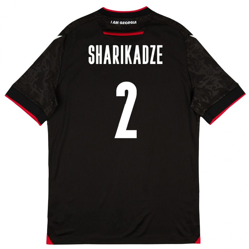 נשים כדורגל גאורגיה Luka Sharikadze #2 שחור לבן אדום הרחק ג'רזי 26-28