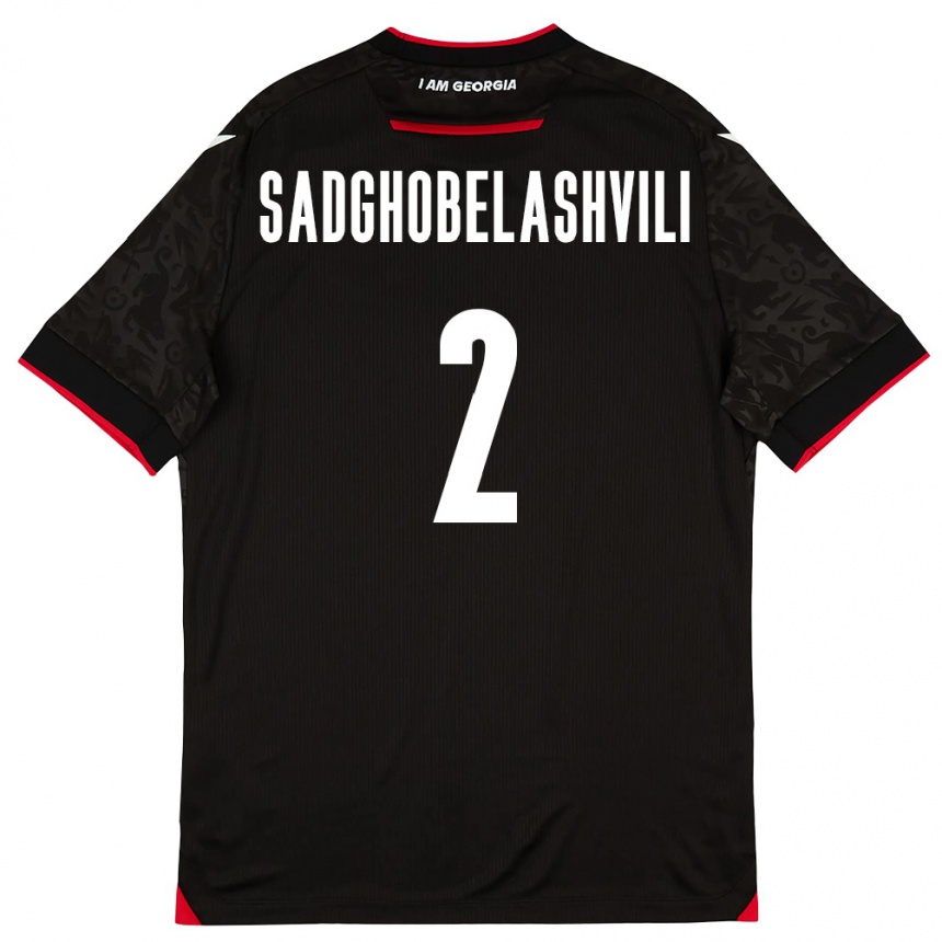 נשים כדורגל גאורגיה Gela Sadghobelashvili #2 שחור לבן אדום הרחק ג'רזי 26-28
