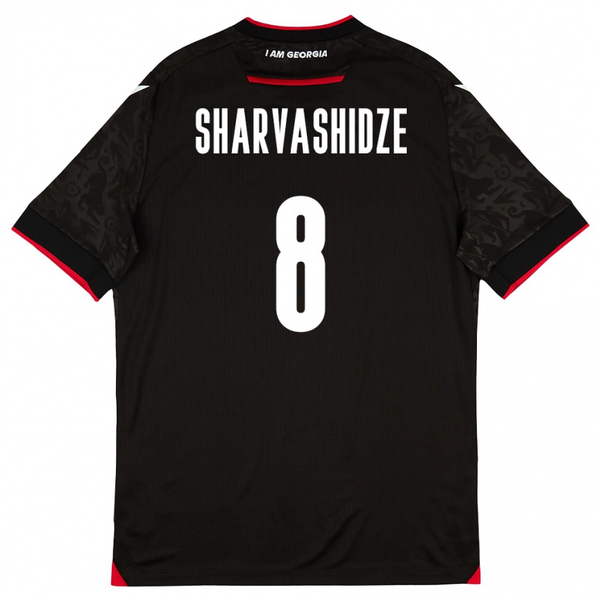 נשים כדורגל גאורגיה Saba Sharvashidze #8 שחור לבן אדום הרחק ג'רזי 26-28