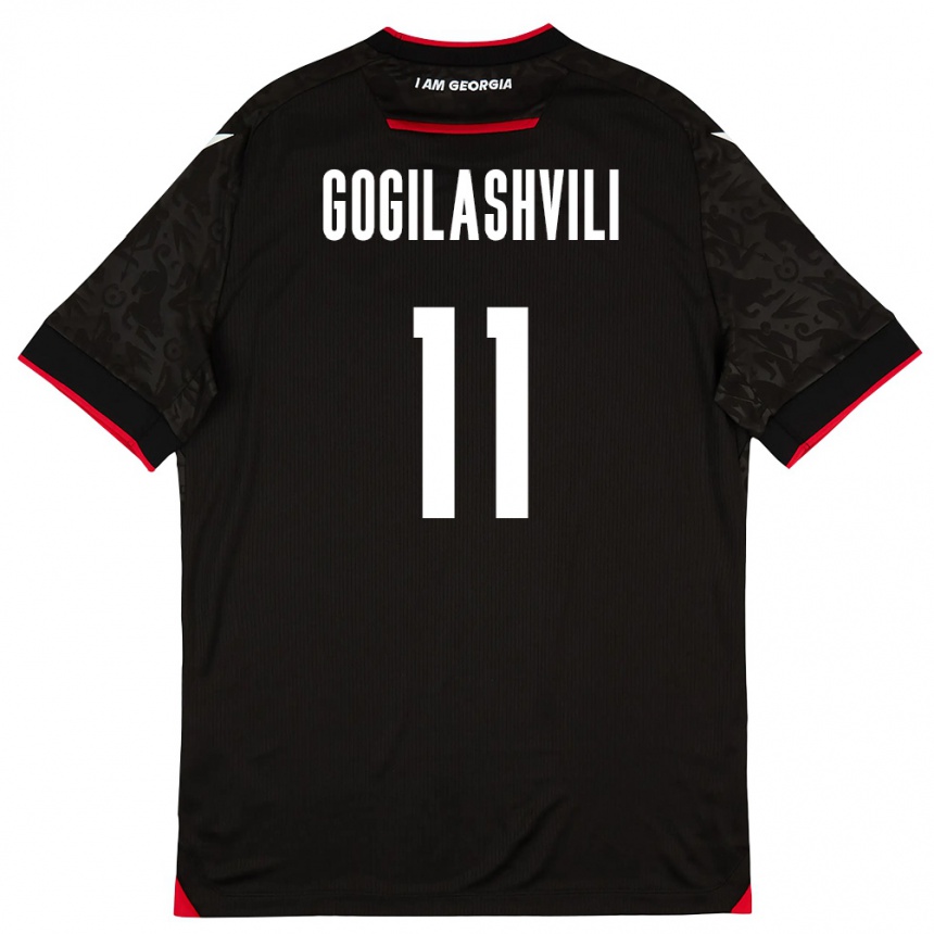 נשים כדורגל גאורגיה Davit Gogilashvili #11 שחור לבן אדום הרחק ג'רזי 26-28